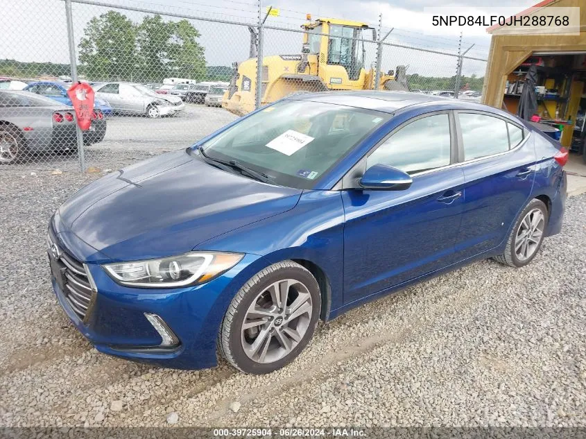 2018 Hyundai Elantra Limited VIN: 5NPD84LF0JH288768 Lot: 39725904