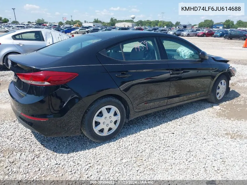 KMHD74LF6JU614688 2018 Hyundai Elantra Se