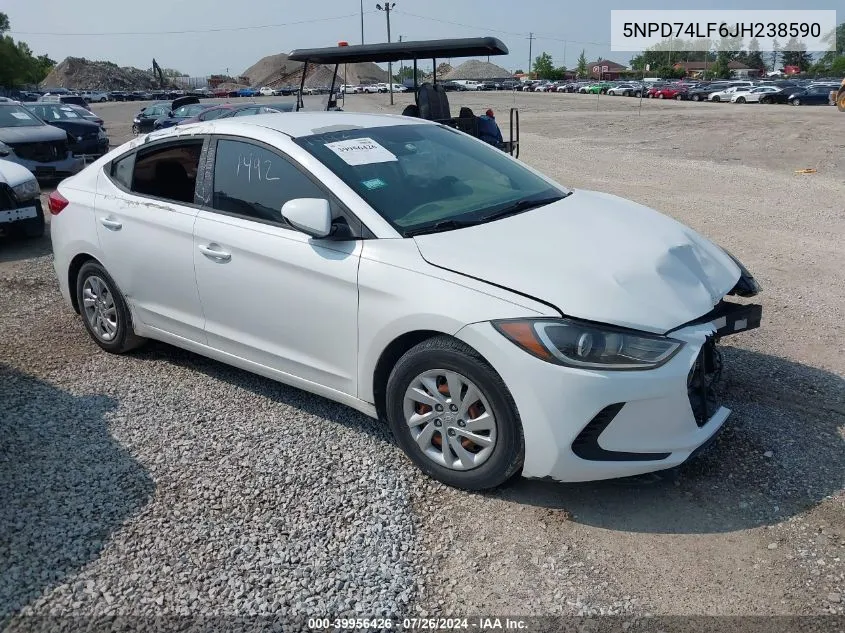 2018 Hyundai Elantra Se VIN: 5NPD74LF6JH238590 Lot: 39956426