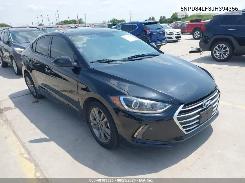 2018 Hyundai Elantra Value Edition VIN: 5NPD84LF3JH394356 Lot: 40330591