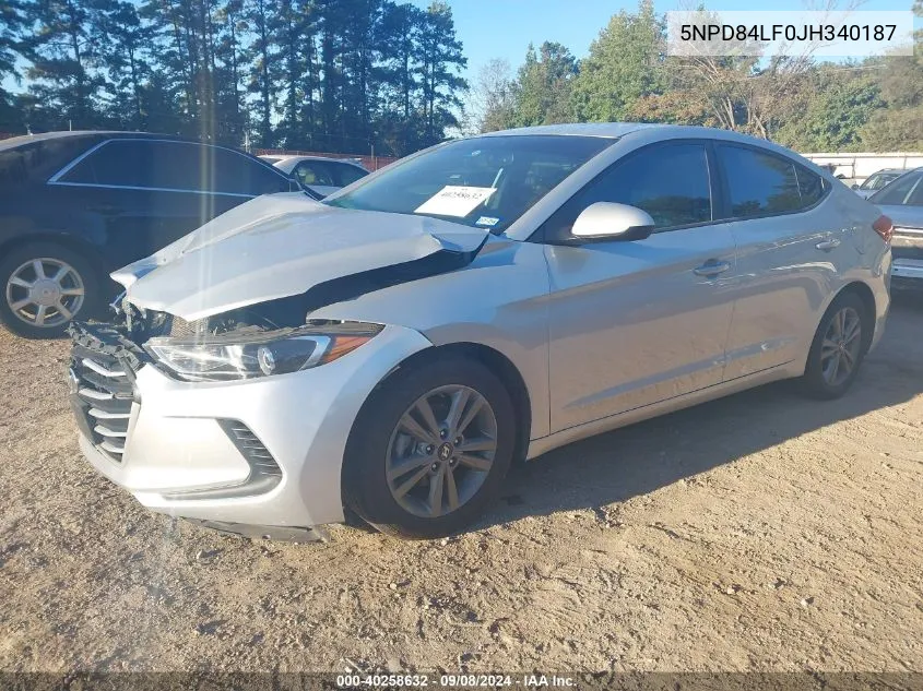 2018 Hyundai Elantra Sel VIN: 5NPD84LF0JH340187 Lot: 40258632