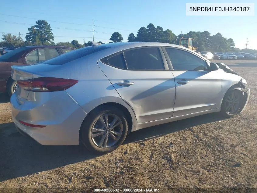 2018 Hyundai Elantra Sel VIN: 5NPD84LF0JH340187 Lot: 40258632