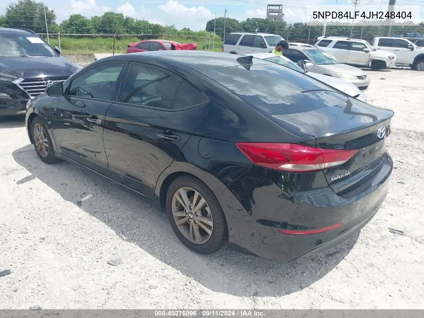 2018 Hyundai Elantra Sel VIN: 5NPD84LF4JH248404 Lot: 40275096