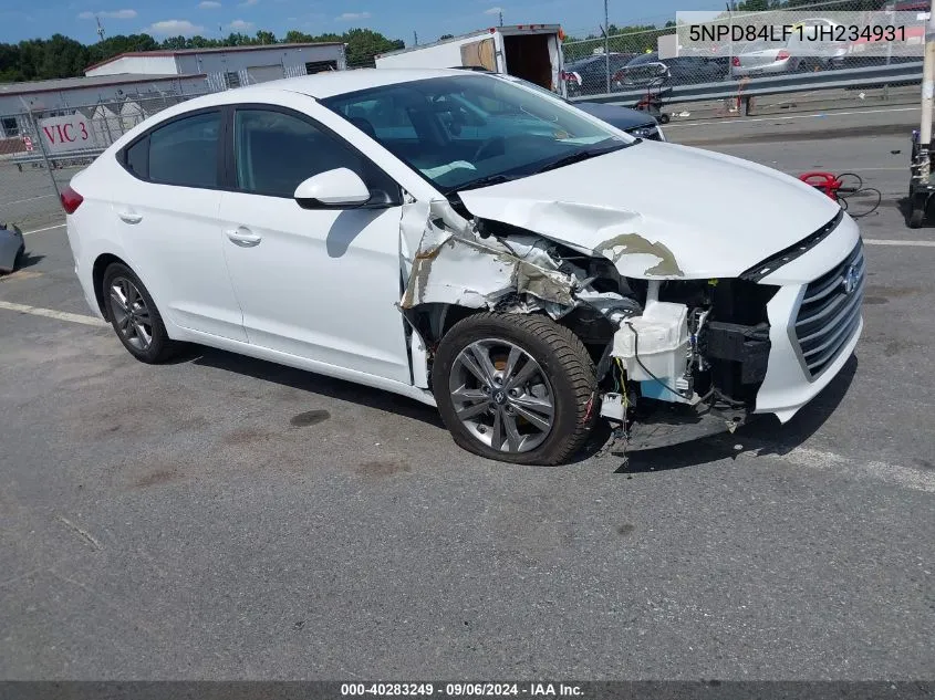 2018 Hyundai Elantra Sel VIN: 5NPD84LF1JH234931 Lot: 40283249