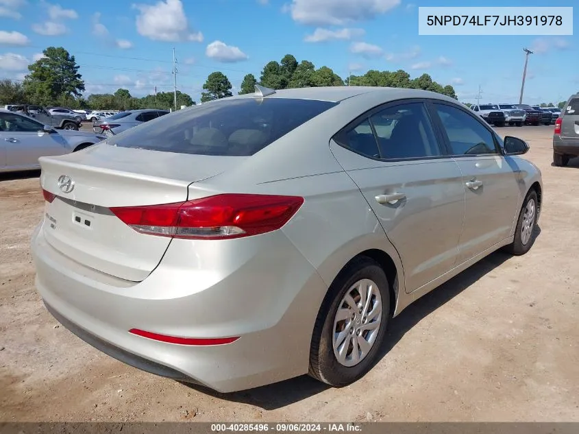 2018 Hyundai Elantra Se VIN: 5NPD74LF7JH391978 Lot: 40285496