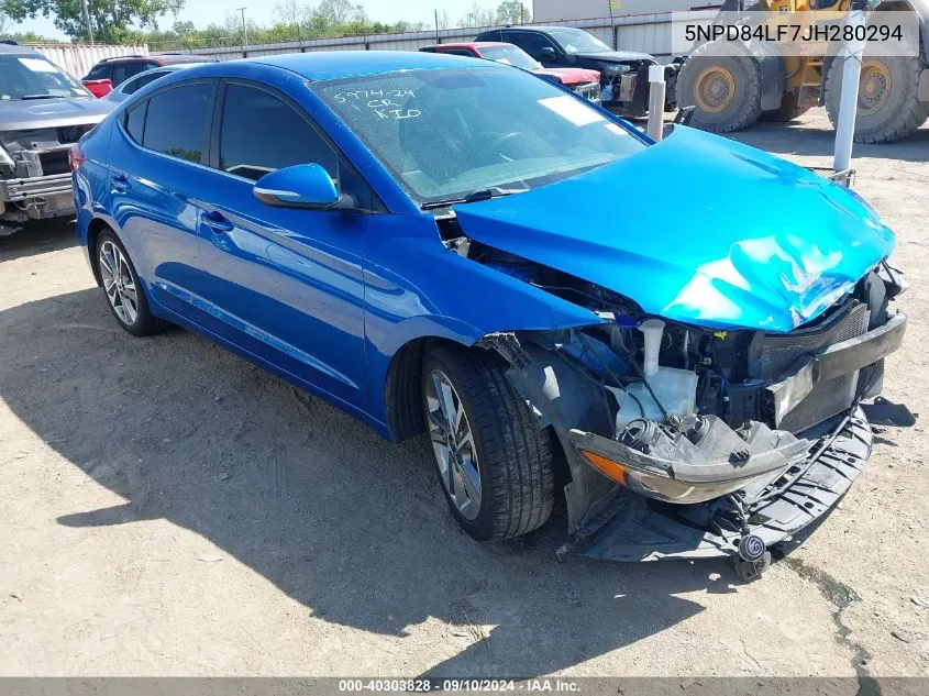 2018 Hyundai Elantra Limited VIN: 5NPD84LF7JH280294 Lot: 40303828