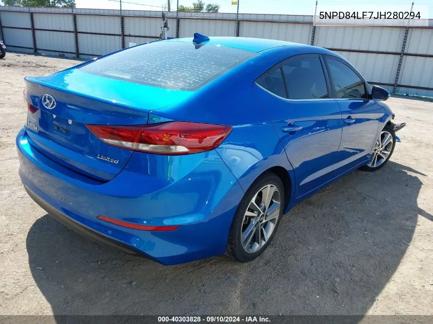 5NPD84LF7JH280294 2018 Hyundai Elantra Limited