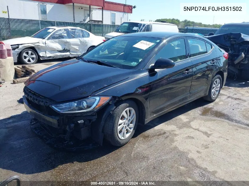 2018 Hyundai Elantra Se VIN: 5NPD74LF0JH351502 Lot: 40312651