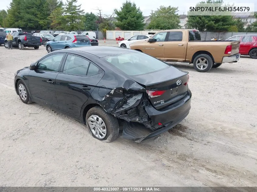 2018 Hyundai Elantra Se VIN: 5NPD74LF6JH354579 Lot: 40323007