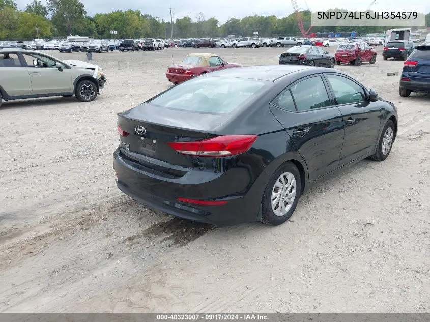 5NPD74LF6JH354579 2018 Hyundai Elantra Se