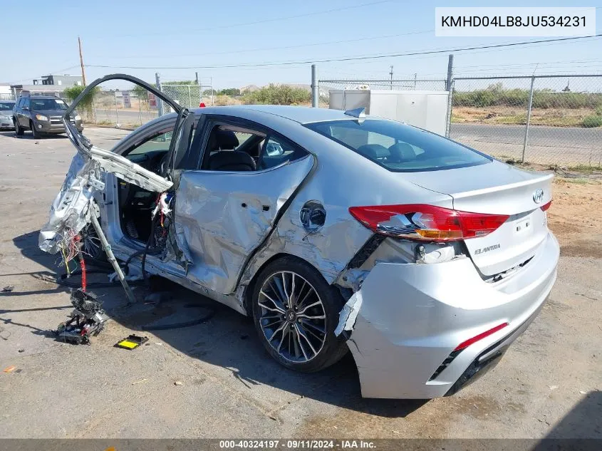 2018 Hyundai Elantra Sport VIN: KMHD04LB8JU534231 Lot: 40324197