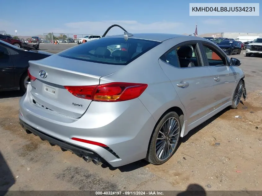 2018 Hyundai Elantra Sport VIN: KMHD04LB8JU534231 Lot: 40324197