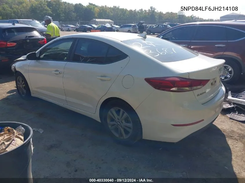 2018 Hyundai Elantra Sel/Value/Limited VIN: 5NPD84LF6JH214108 Lot: 40330040