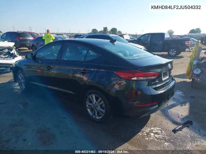 KMHD84LF2JU504332 2018 Hyundai Elantra Sel