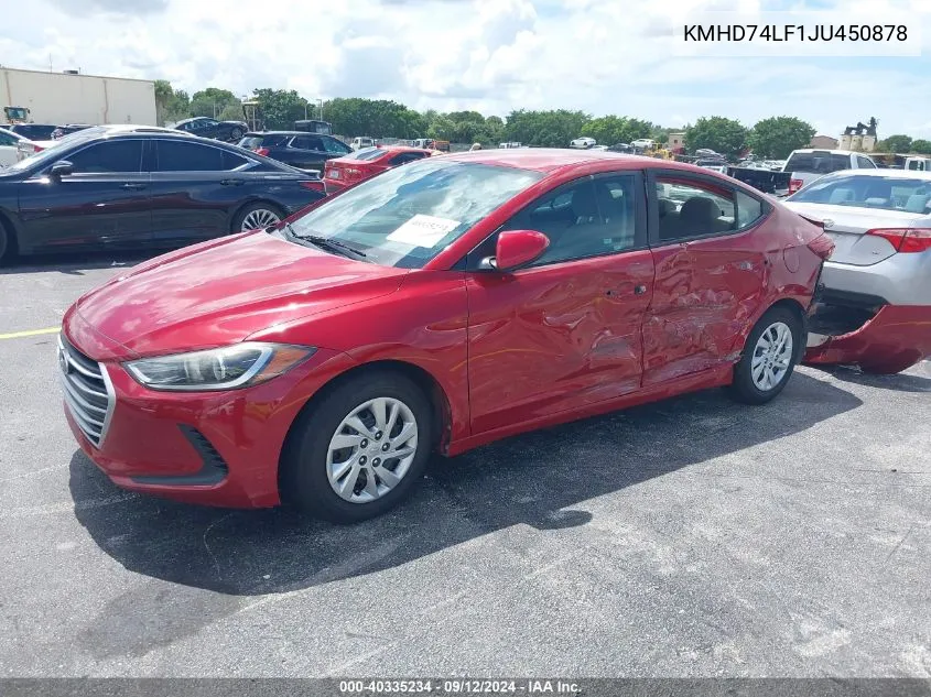 KMHD74LF1JU450878 2018 Hyundai Elantra Se