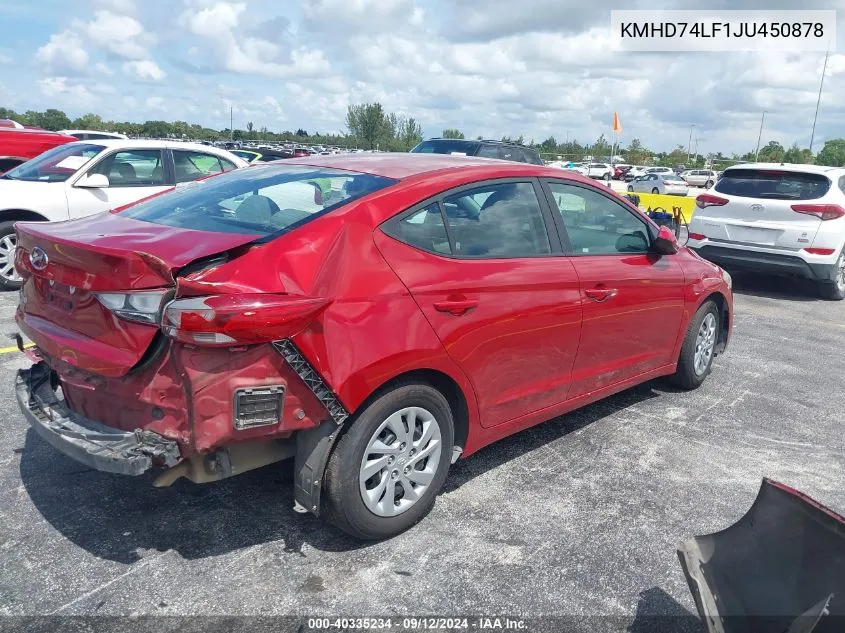 KMHD74LF1JU450878 2018 Hyundai Elantra Se