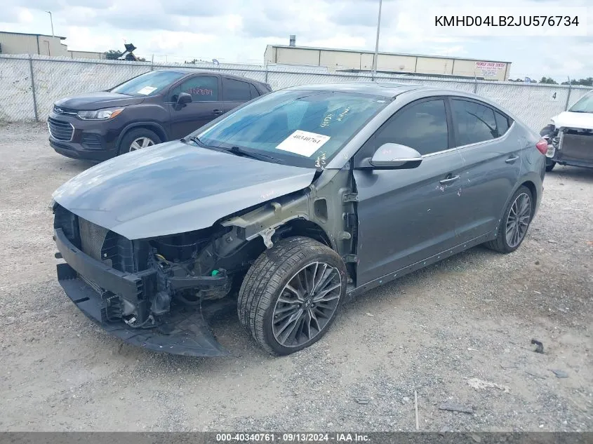 2018 Hyundai Elantra Sport VIN: KMHD04LB2JU576734 Lot: 40340761