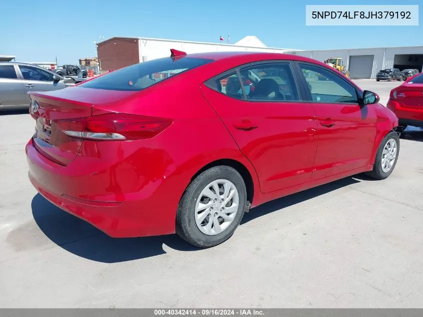 2018 Hyundai Elantra Se VIN: 5NPD74LF8JH379192 Lot: 40342414