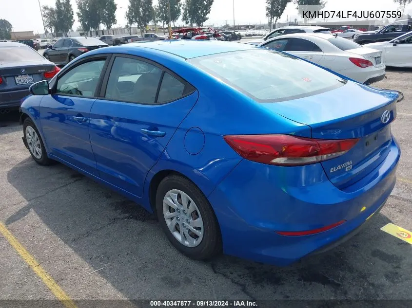 2018 Hyundai Elantra Se VIN: KMHD74LF4JU607559 Lot: 40347877