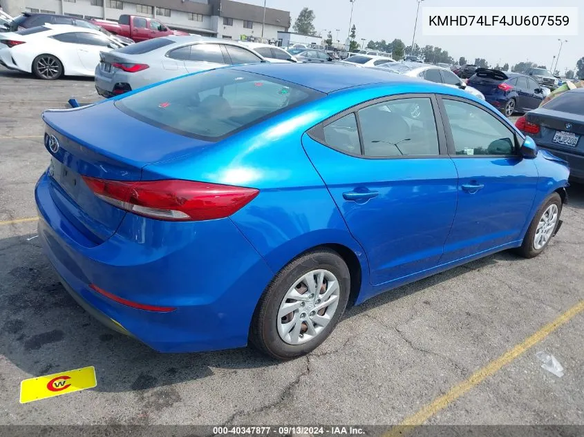 2018 Hyundai Elantra Se VIN: KMHD74LF4JU607559 Lot: 40347877