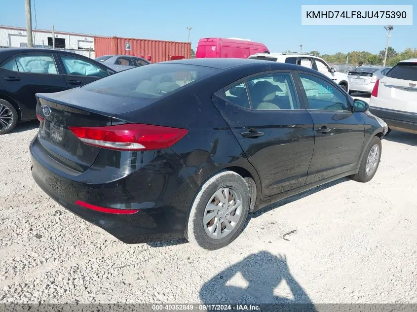 KMHD74LF8JU475390 2018 Hyundai Elantra Se