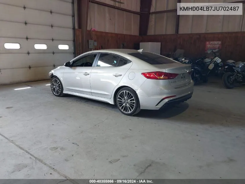 2018 Hyundai Elantra Sport VIN: KMHD04LB7JU702487 Lot: 40355866