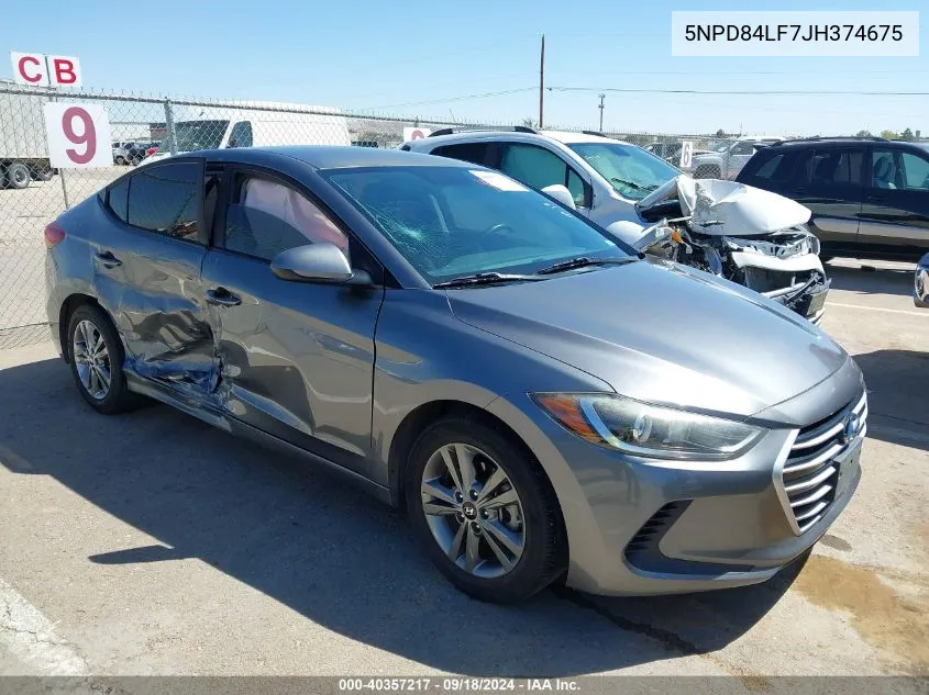 2018 Hyundai Elantra Sel VIN: 5NPD84LF7JH374675 Lot: 40357217