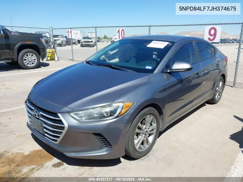 2018 Hyundai Elantra Sel VIN: 5NPD84LF7JH374675 Lot: 40357217