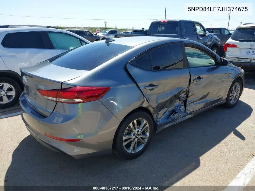 2018 Hyundai Elantra Sel VIN: 5NPD84LF7JH374675 Lot: 40357217