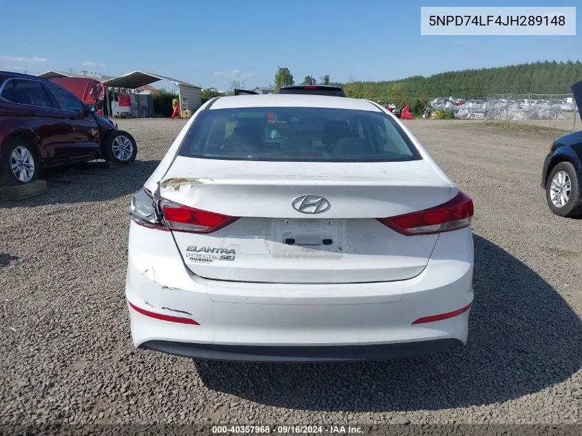 5NPD74LF4JH289148 2018 Hyundai Elantra Se