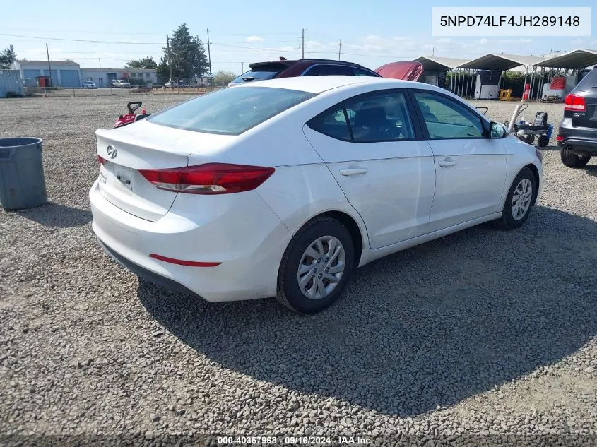 5NPD74LF4JH289148 2018 Hyundai Elantra Se