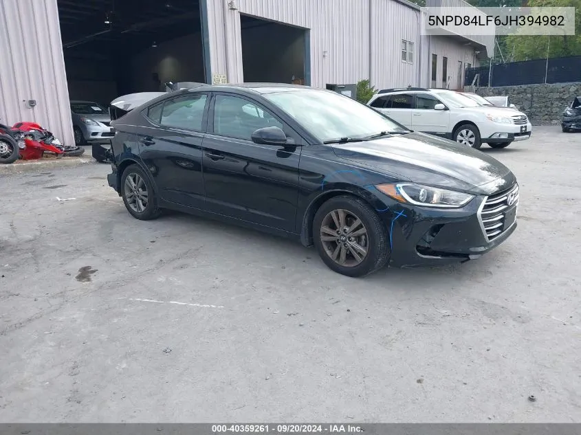 2018 Hyundai Elantra Sel VIN: 5NPD84LF6JH394982 Lot: 40359261