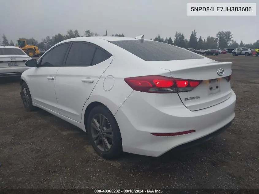 2018 Hyundai Elantra Sel VIN: 5NPD84LF7JH303606 Lot: 40365232