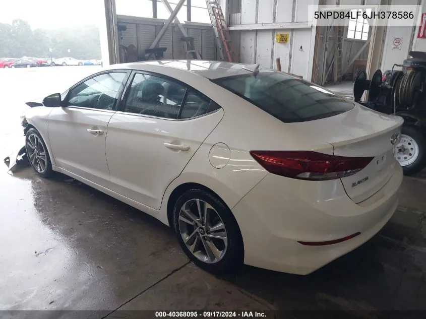 2018 Hyundai Elantra Limited VIN: 5NPD84LF6JH378586 Lot: 40368095