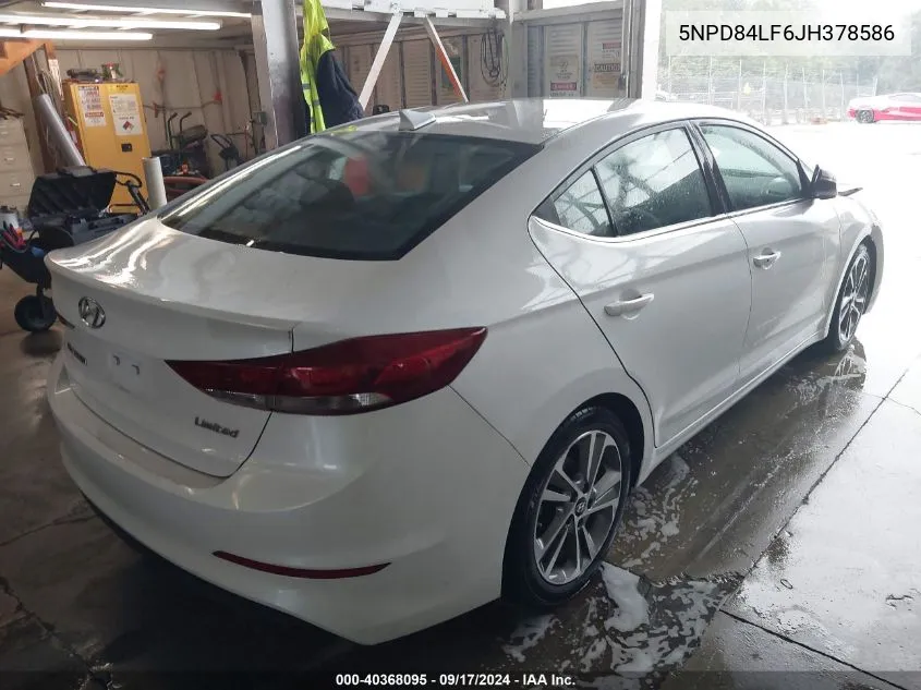 5NPD84LF6JH378586 2018 Hyundai Elantra Limited