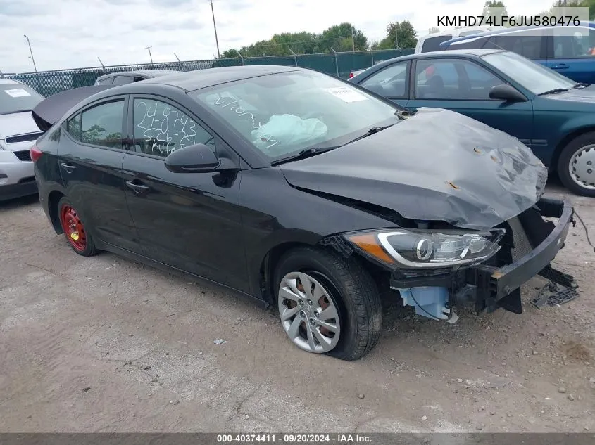 2018 Hyundai Elantra Se VIN: KMHD74LF6JU580476 Lot: 40374411