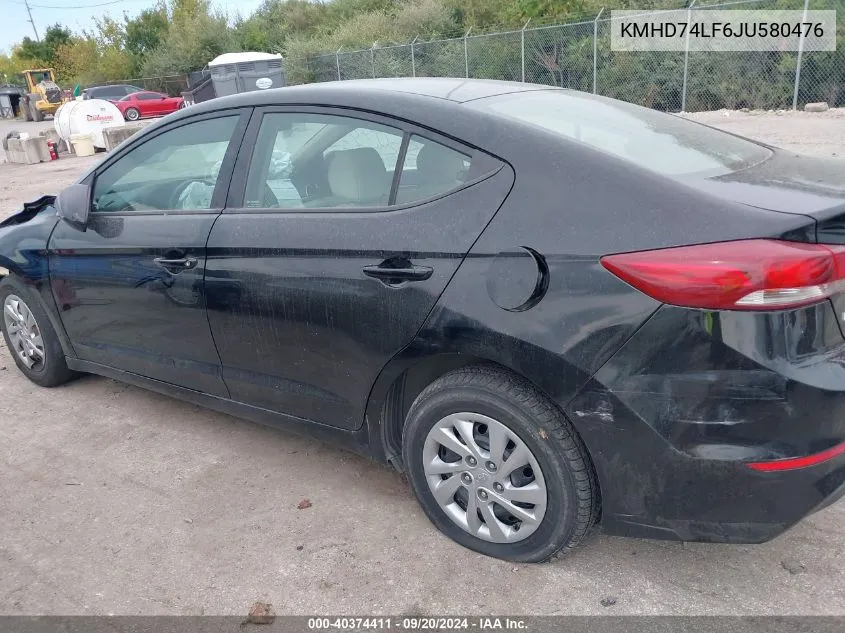 KMHD74LF6JU580476 2018 Hyundai Elantra Se