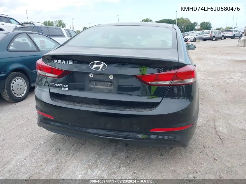 2018 Hyundai Elantra Se VIN: KMHD74LF6JU580476 Lot: 40374411