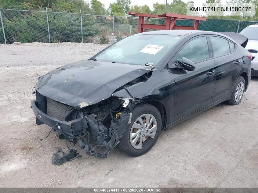 KMHD74LF6JU580476 2018 Hyundai Elantra Se