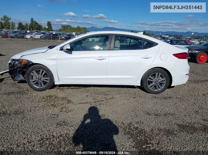 5NPD84LF3JH351443 2018 Hyundai Elantra Value Edition