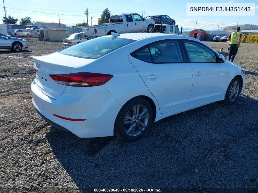 5NPD84LF3JH351443 2018 Hyundai Elantra Value Edition