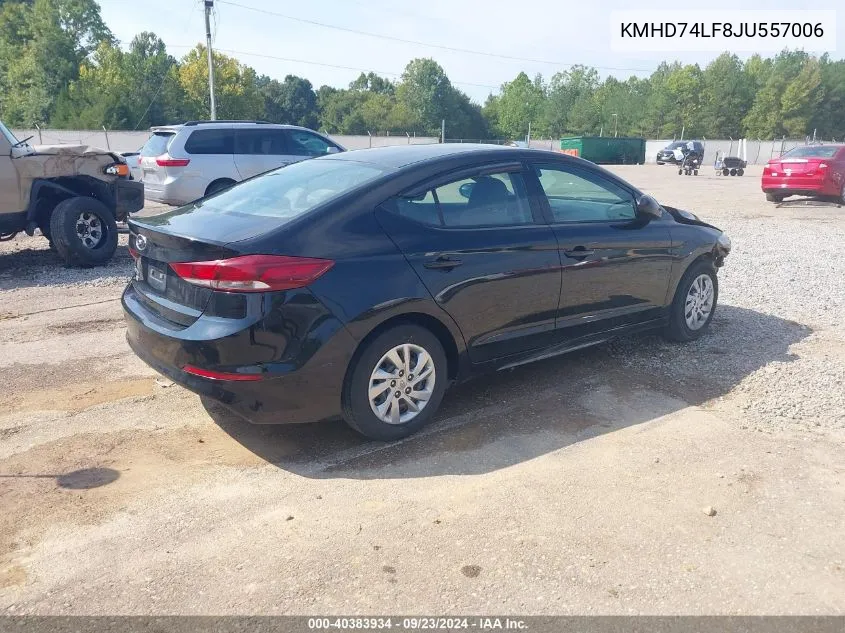 KMHD74LF8JU557006 2018 Hyundai Elantra Se