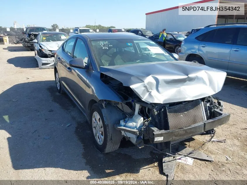 5NPD74LF8JH354342 2018 Hyundai Elantra Se