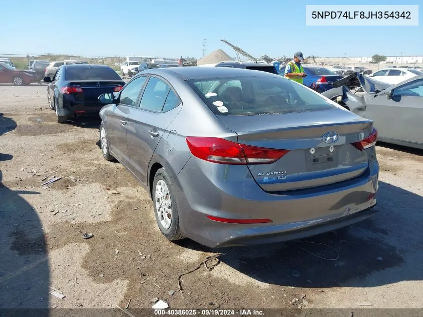 5NPD74LF8JH354342 2018 Hyundai Elantra Se