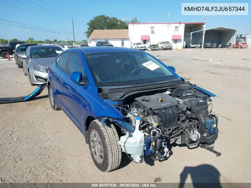 KMHD74LF2JU657344 2018 Hyundai Elantra Se