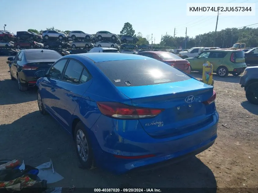 KMHD74LF2JU657344 2018 Hyundai Elantra Se