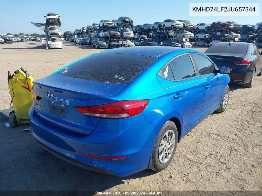 KMHD74LF2JU657344 2018 Hyundai Elantra Se