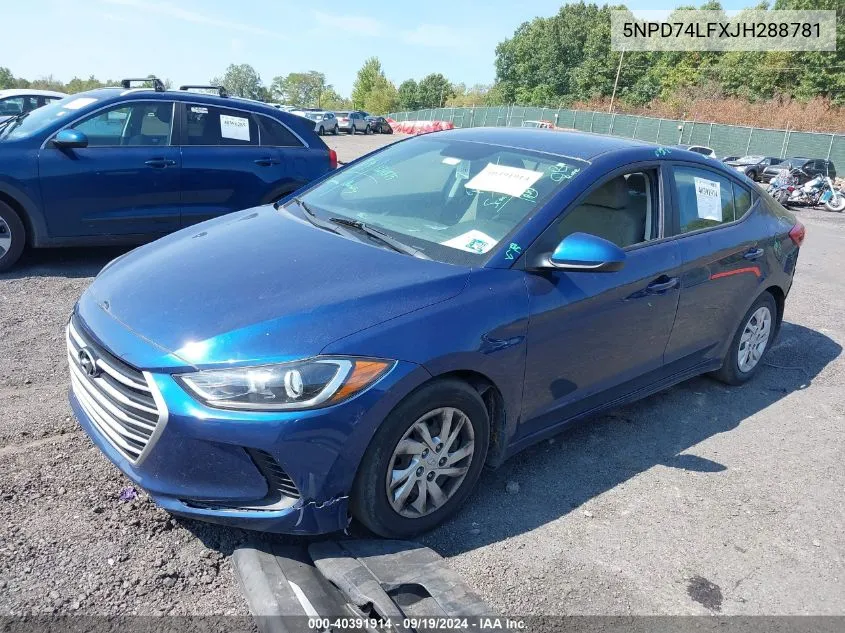 2018 Hyundai Elantra Se VIN: 5NPD74LFXJH288781 Lot: 40391914