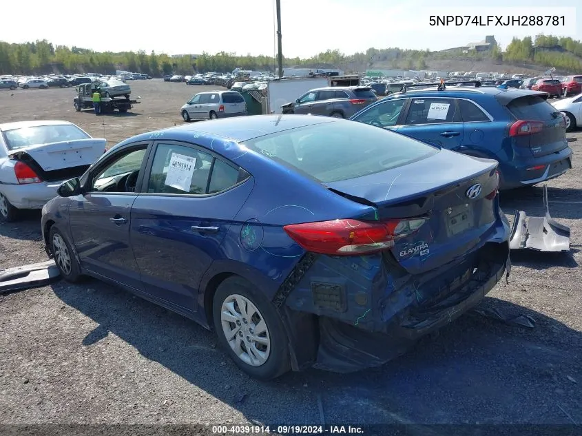 5NPD74LFXJH288781 2018 Hyundai Elantra Se