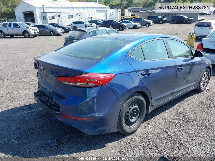 5NPD74LFXJH288781 2018 Hyundai Elantra Se